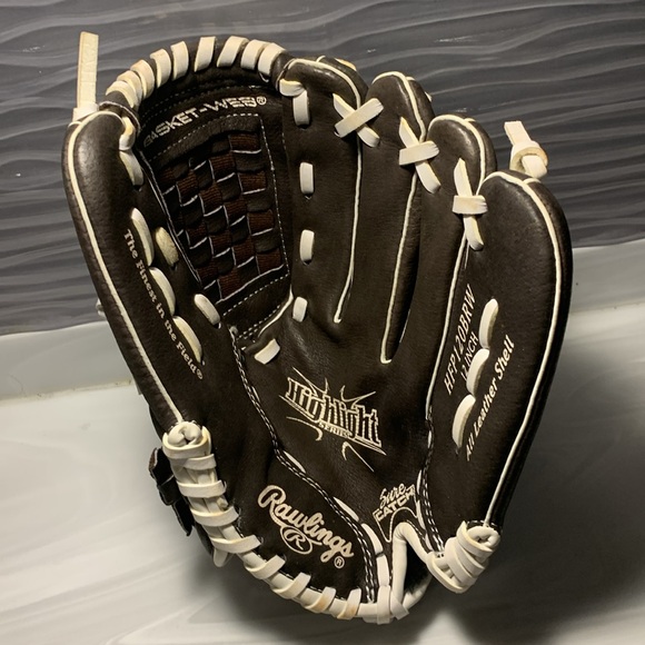 Rawlings Leather baseball Mitt Like NEW Basket weave highlight HFP120BRW 12 inch - Picture 5 of 11